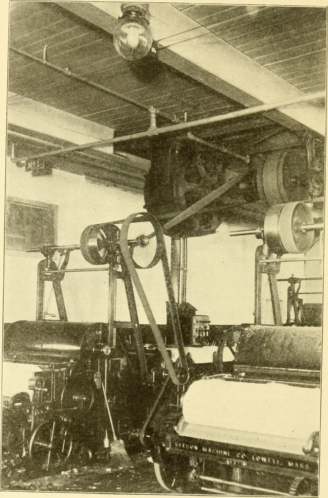 An illustration from Cyclopedia of textile work : a general reference library on cotton, woollen and worsted yarn manufacture, weaving, designing, chemistry and dyeing, finishing, knitting, and allied subjects, 1907, leaf 324