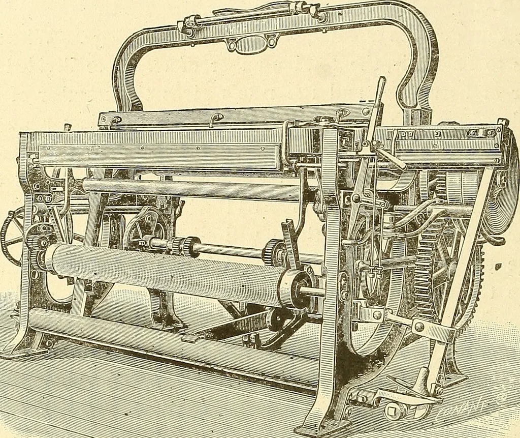 An illustration from Cyclopedia of textile work : a general reference library on cotton, woolen and worsted yarn manufacture, weaving, designing, chemistry and dyeing, finishing, knitting, and allied subjects, 1911, leaf 107