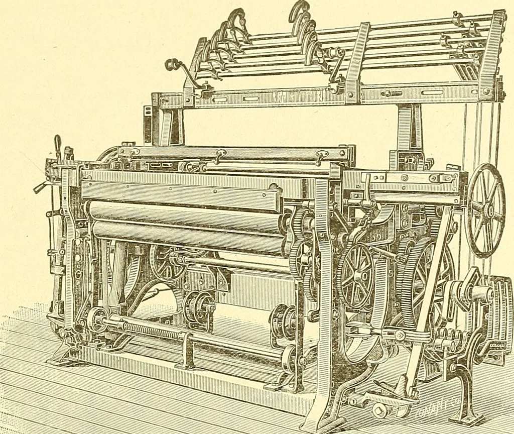 An illustration from Cyclopedia of textile work : a general reference library on cotton, woolen and worsted yarn manufacture, weaving, designing, chemistry and dyeing, finishing, knitting, and allied subjects, 1911, leaf 134