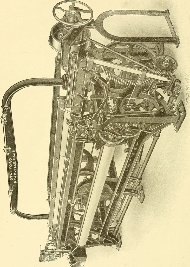 An illustration from Cyclopedia of textile work : a general reference library on cotton, woolen and worsted yarn manufacture, weaving, designing, chemistry and dyeing, finishing, knitting, and allied subjects, 1911, leaf 189
