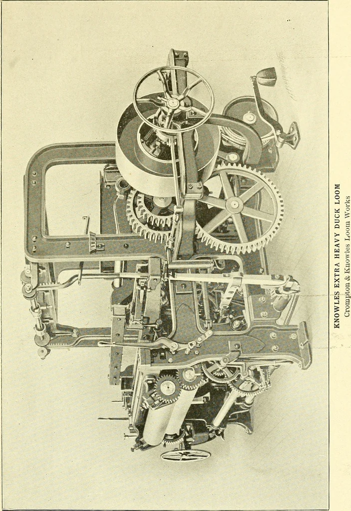 An illustration from Cyclopedia of textile work : a general reference library on cotton, woolen and worsted yarn manufacture, weaving, designing, chemistry and dyeing, finishing, knitting, and allied subjects, 1911, leaf 196