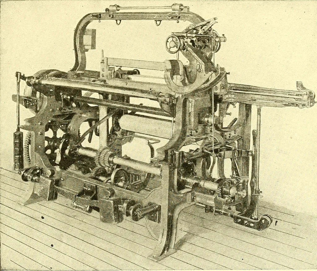 An illustration from Cyclopedia of textile work : a general reference library on cotton, woolen and worsted yarn manufacture, weaving, designing, chemistry and dyeing, finishing, knitting, and allied subjects, 1911, leaf 224