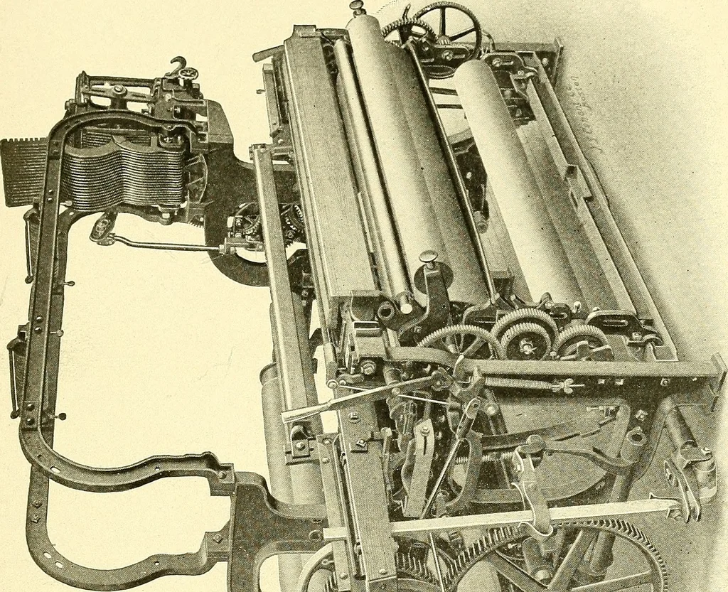 An illustration from Cyclopedia of textile work : a general reference library on cotton, woolen and worsted yarn manufacture, weaving, designing, chemistry and dyeing, finishing, knitting, and allied subjects, 1911, leaf 232
