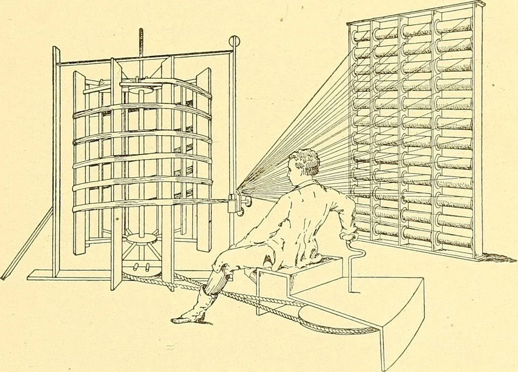 An illustration from Cyclopedia of textile work : a general reference library on cotton, woolen and worsted yarn manufacture, weaving, designing, chemistry and dyeing, finishing, knitting, and allied subjects, 1911, leaf 28