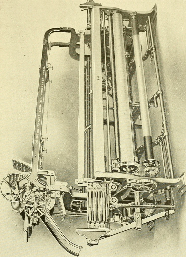 An illustration from Cyclopedia of textile work : a general reference library on cotton, woolen and worsted yarn manufacture, weaving, designing, chemistry and dyeing, finishing, knitting, and allied subjects, 1911, leaf 284