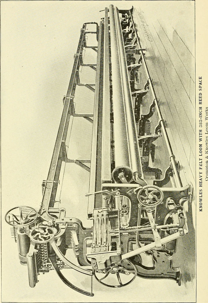 An illustration from Cyclopedia of textile work : a general reference library on cotton, woolen and worsted yarn manufacture, weaving, designing, chemistry and dyeing, finishing, knitting, and allied subjects, 1911, leaf 303