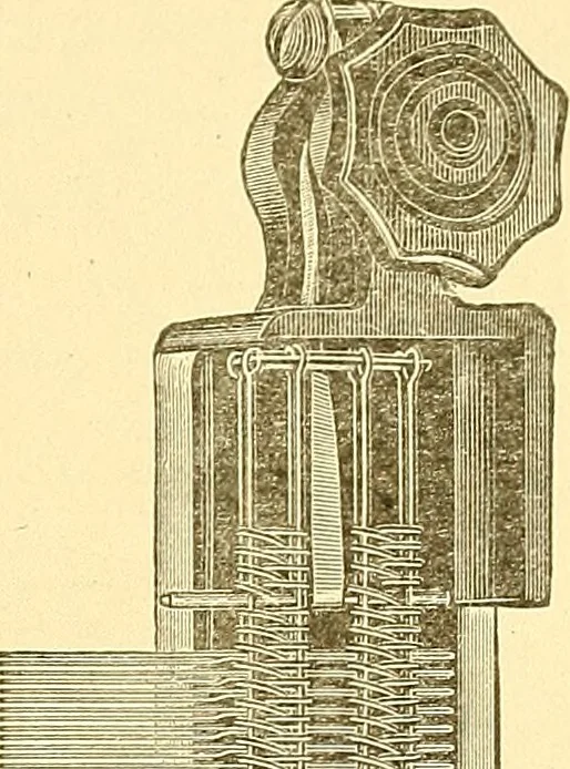 An illustration from Cyclopedia of textile work : a general reference library on cotton, woolen and worsted yarn manufacture, weaving, designing, chemistry and dyeing, finishing, knitting, and allied subjects, 1911, leaf 32
