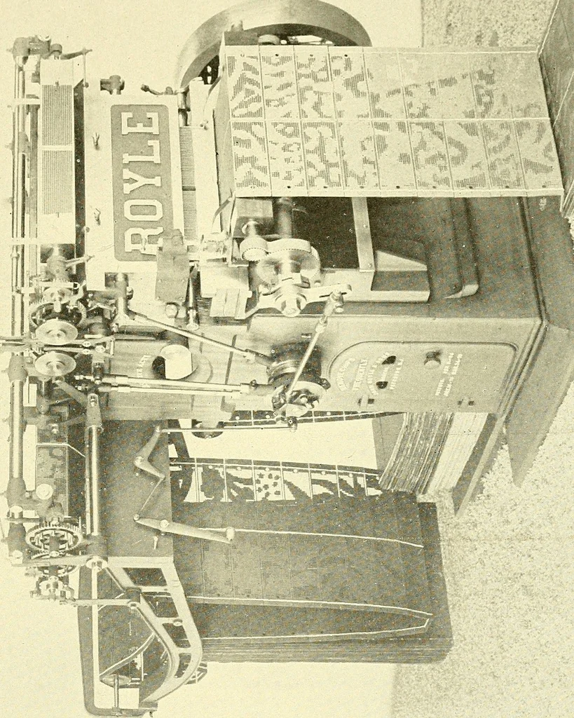An illustration from Cyclopedia of textile work : a general reference library on cotton, woolen and worsted yarn manufacture, weaving, designing, chemistry and dyeing, finishing, knitting, and allied subjects, 1911, leaf 320