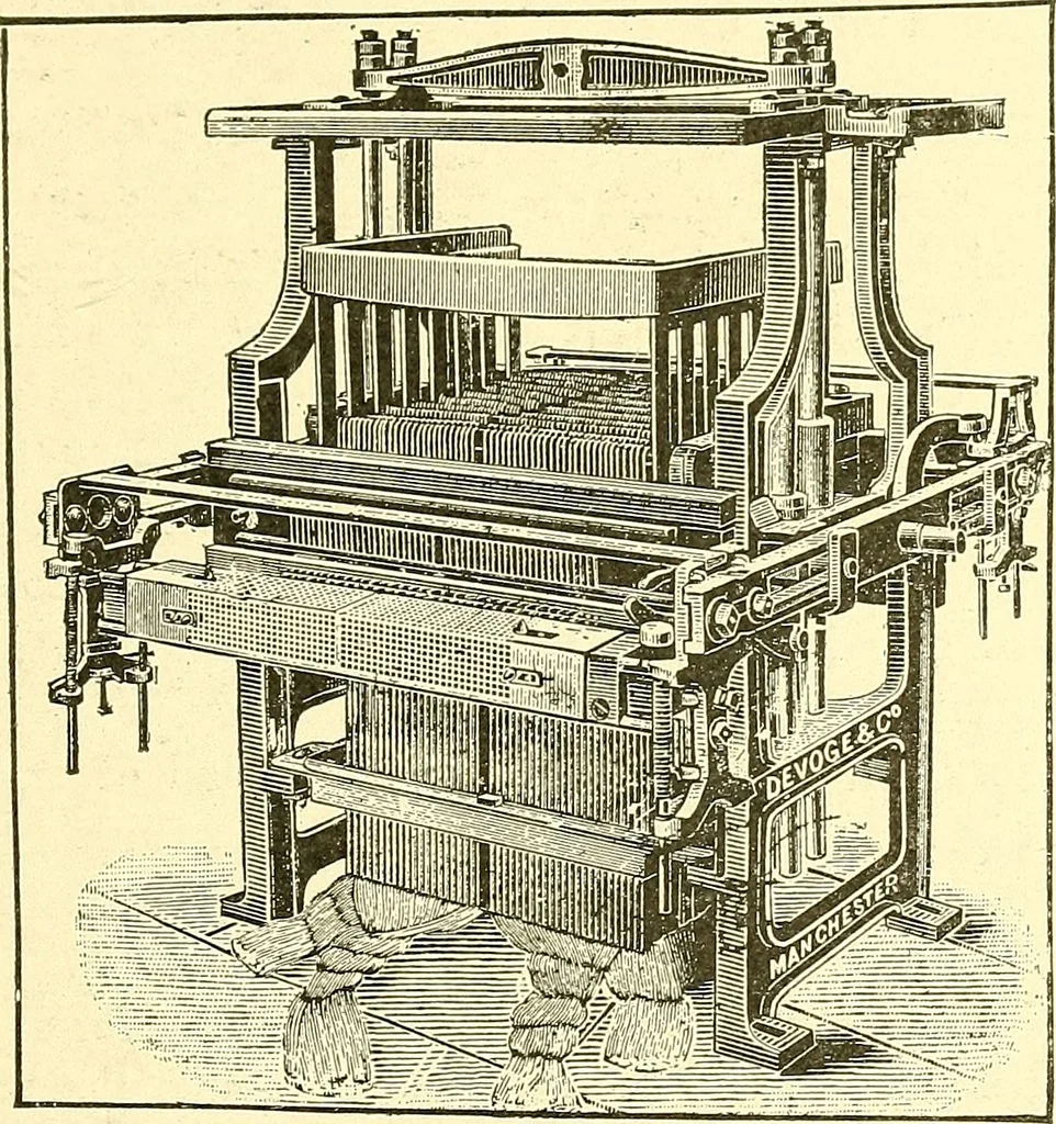 An illustration from Cyclopedia of textile work : a general reference library on cotton, woolen and worsted yarn manufacture, weaving, designing, chemistry and dyeing, finishing, knitting, and allied subjects, 1911, leaf 340