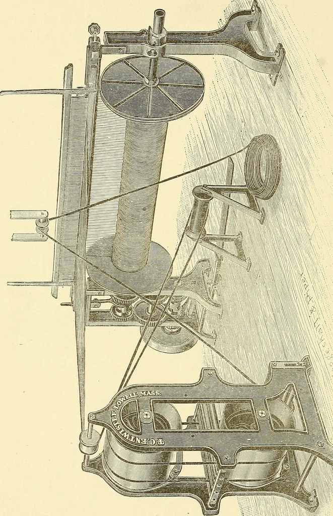 An illustration from Cyclopedia of textile work : a general reference library on cotton, woolen and worsted yarn manufacture, weaving, designing, chemistry and dyeing, finishing, knitting, and allied subjects, 1911, leaf 47