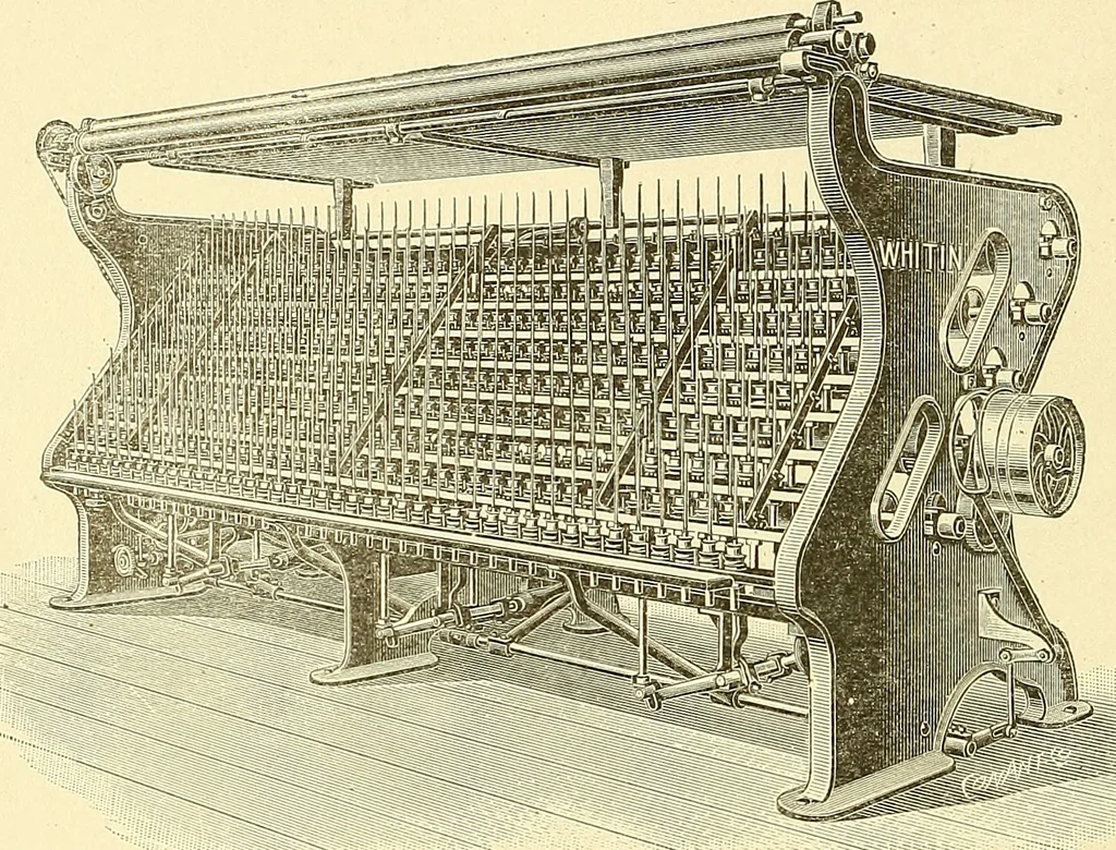 An illustration from Cyclopedia of textile work : a general reference library on cotton, woolen and worsted yarn manufacture, weaving, designing, chemistry and dyeing, finishing, knitting, and allied subjects, 1911, leaf 49
