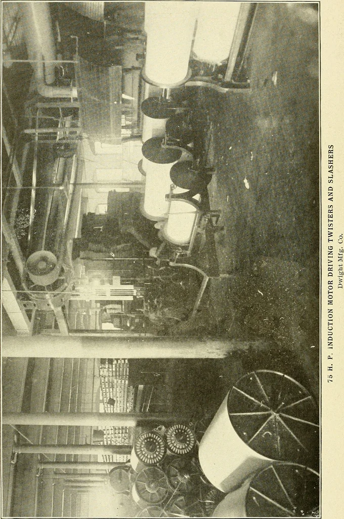 An illustration from Cyclopedia of textile work : a general reference library on cotton, woolen and worsted yarn manufacture, weaving, designing, chemistry and dyeing, finishing, knitting, and allied subjects, 1911, leaf 55