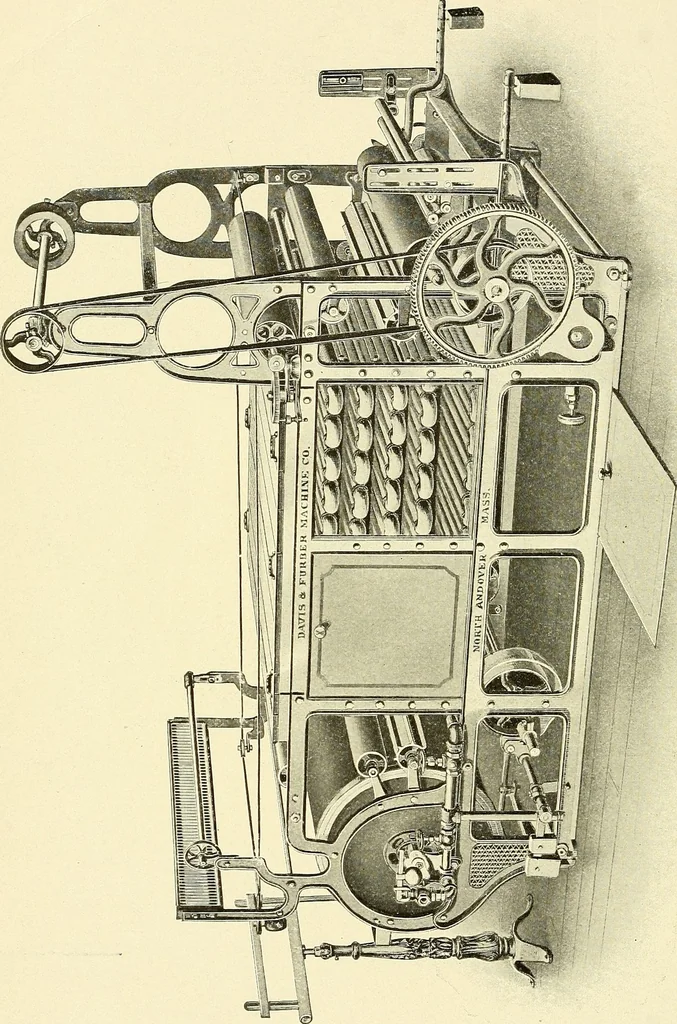 An illustration from Cyclopedia of textile work : a general reference library on cotton, woolen and worsted yarn manufacture, weaving, designing, chemistry and dyeing, finishing, knitting, and allied subjects, 1911, leaf 91