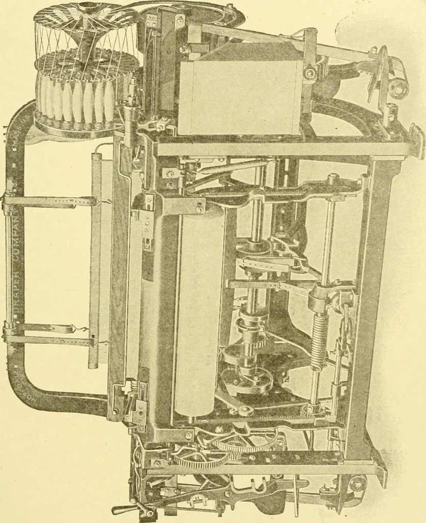 An illustration from Cyclopedia of textile work : a general reference library on cotton, woollen and worsted yarn manufacture, weaving, designing, chemistry and dyeing, finishing, knitting, and allied subjects, 1907, leaf 135