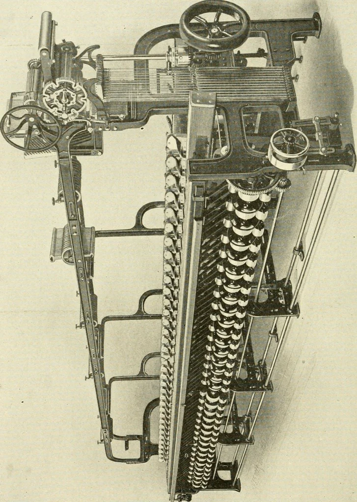 An illustration from Cyclopedia of textile work : a general reference library on cotton, woollen and worsted yarn manufacture, weaving, designing, chemistry and dyeing, finishing, knitting, and allied subjects, 1907, leaf 178