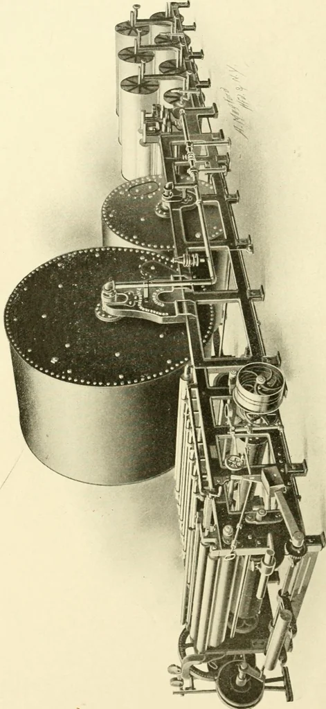 An illustration from Cyclopedia of textile work : a general reference library on cotton, woollen and worsted yarn manufacture, weaving, designing, chemistry and dyeing, finishing, knitting, and allied subjects, 1907, leaf 18