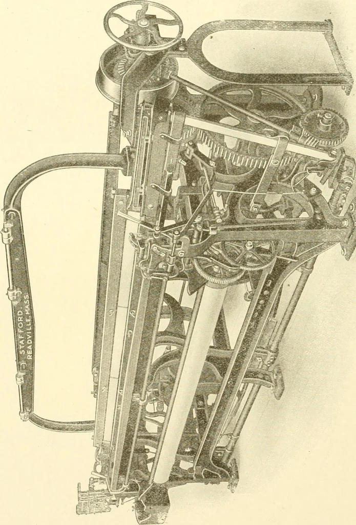An illustration from Cyclopedia of textile work : a general reference library on cotton, woollen and worsted yarn manufacture, weaving, designing, chemistry and dyeing, finishing, knitting, and allied subjects, 1907, leaf 188