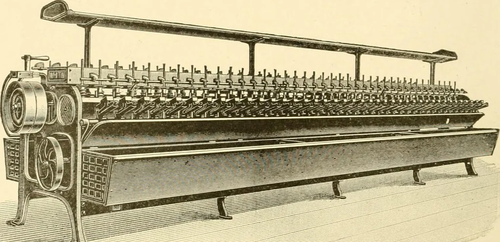 An illustration from Cyclopedia of textile work : a general reference library on cotton, woollen and worsted yarn manufacture, weaving, designing, chemistry and dyeing, finishing, knitting, and allied subjects, 1907, leaf 20