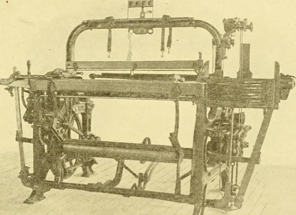 An illustration from Cyclopedia of textile work : a general reference library on cotton, woollen and worsted yarn manufacture, weaving, designing, chemistry and dyeing, finishing, knitting, and allied subjects, 1907, leaf 201