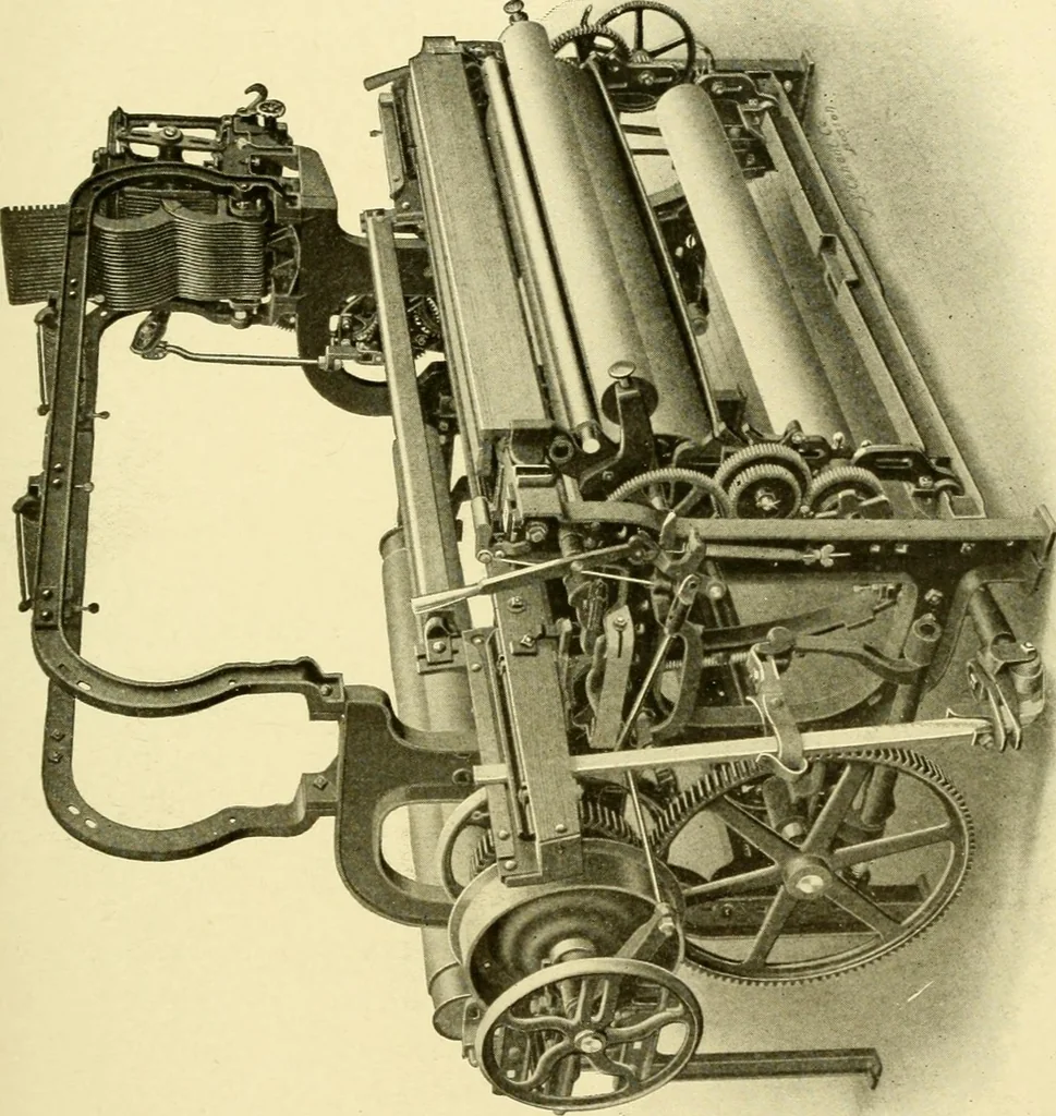 An illustration from Cyclopedia of textile work : a general reference library on cotton, woollen and worsted yarn manufacture, weaving, designing, chemistry and dyeing, finishing, knitting, and allied subjects, 1907, leaf 231