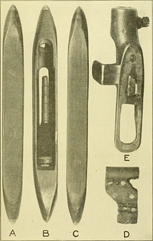 An illustration from Cyclopedia of textile work : a general reference library on cotton, woollen and worsted yarn manufacture, weaving, designing, chemistry and dyeing, finishing, knitting, and allied subjects, 1907, leaf 259