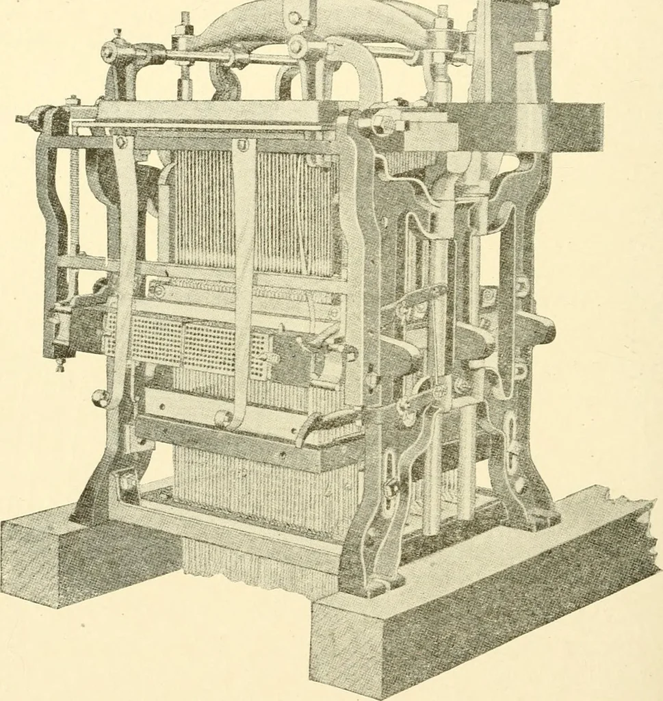 An illustration from Cyclopedia of textile work : a general reference library on cotton, woollen and worsted yarn manufacture, weaving, designing, chemistry and dyeing, finishing, knitting, and allied subjects, 1907, leaf 330