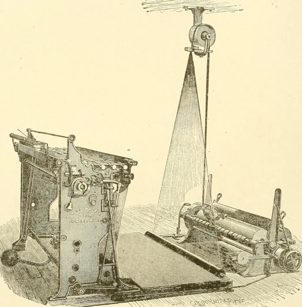 An illustration from Cyclopedia of textile work : a general reference library on cotton, woollen and worsted yarn manufacture, weaving, designing, chemistry and dyeing, finishing, knitting, and allied subjects, 1907, leaf 44
