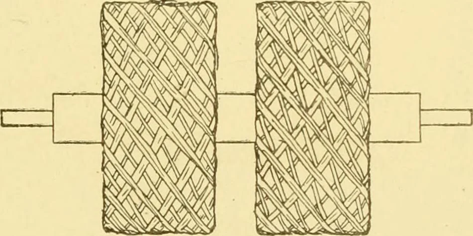 An illustration from Cyclopedia of textile work : a general reference library on cotton, woollen and worsted yarn manufacture, weaving, designing, chemistry and dyeing, finishing, knitting, and allied subjects, 1907, leaf 45