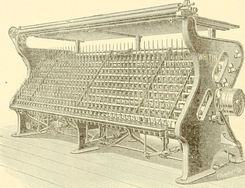 An illustration from Cyclopedia of textile work : a general reference library on cotton, woollen and worsted yarn manufacture, weaving, designing, chemistry and dyeing, finishing, knitting, and allied subjects, 1907, leaf 48