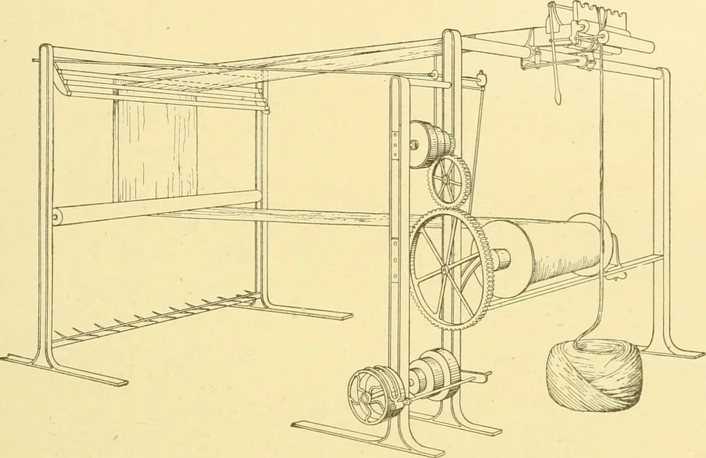 An illustration from Cyclopedia of textile work : a general reference library on cotton, woollen and worsted yarn manufacture, weaving, designing, chemistry and dyeing, finishing, knitting, and allied subjects, 1907, leaf 49