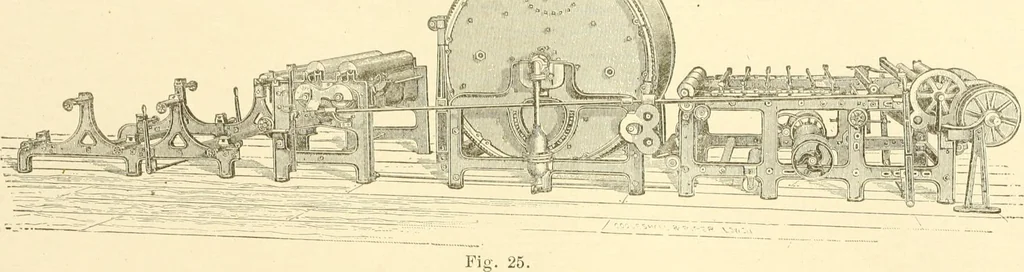 An illustration from Cyclopedia of textile work : a general reference library on cotton, woollen and worsted yarn manufacture, weaving, designing, chemistry and dyeing, finishing, knitting, and allied subjects, 1907, leaf 50