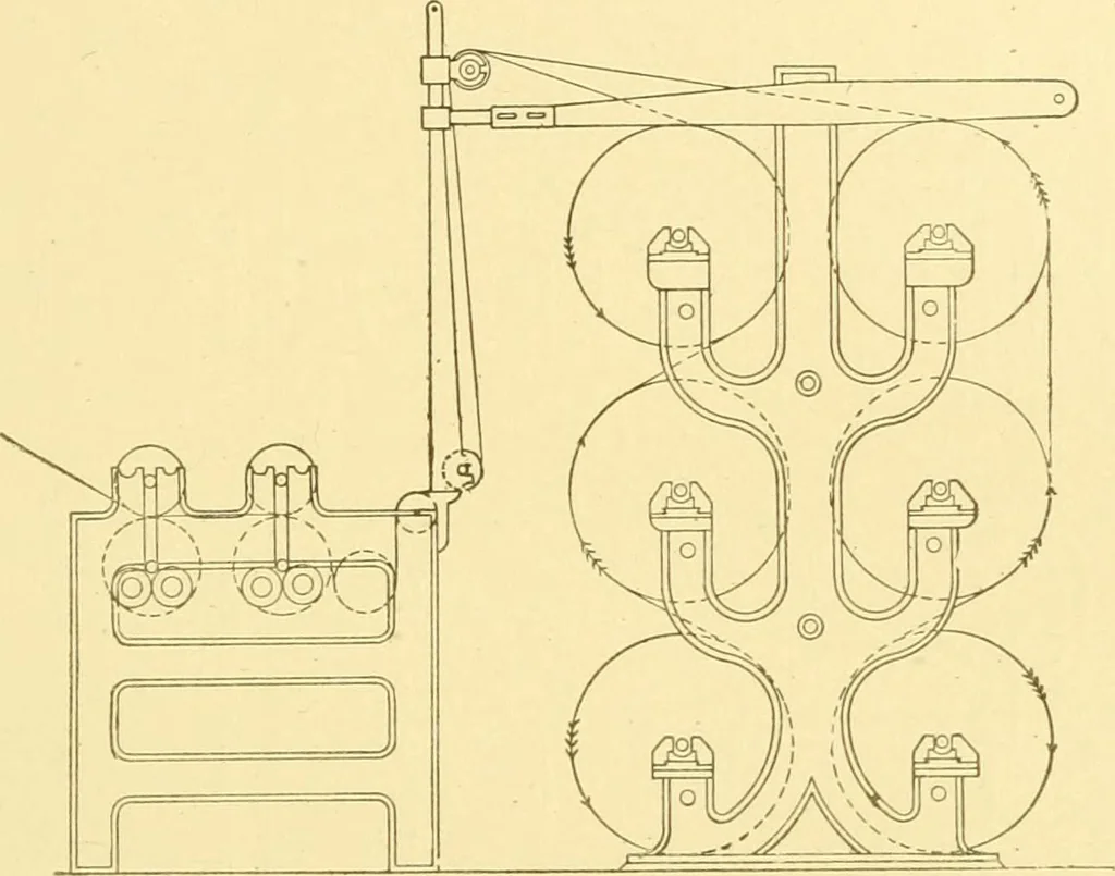 An illustration from Cyclopedia of textile work : a general reference library on cotton, woollen and worsted yarn manufacture, weaving, designing, chemistry and dyeing, finishing, knitting, and allied subjects, 1907, leaf 51