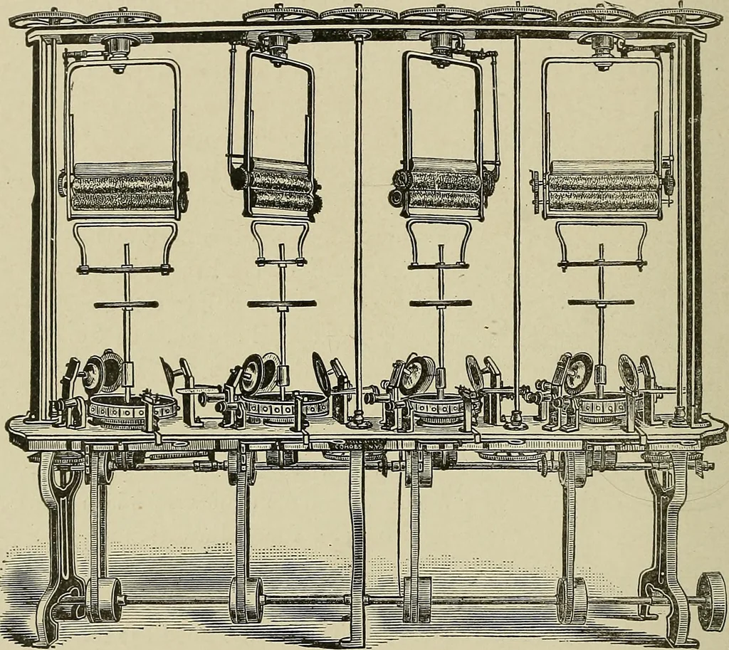 An illustration from Cyclopedia of textile work : a general reference library on cotton, woolen and worsted yarn manufacture, weaving, designing, chemistry and dyeing, finishing, knitting, and allied subjects, 1911, leaf 101