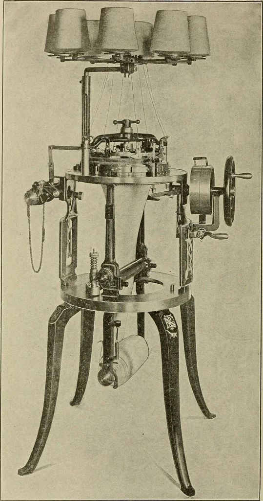 An illustration from Cyclopedia of textile work : a general reference library on cotton, woolen and worsted yarn manufacture, weaving, designing, chemistry and dyeing, finishing, knitting, and allied subjects, 1911, leaf 105