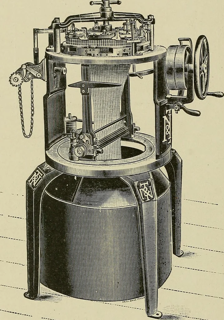 An illustration from Cyclopedia of textile work : a general reference library on cotton, woolen and worsted yarn manufacture, weaving, designing, chemistry and dyeing, finishing, knitting, and allied subjects, 1911, leaf 187