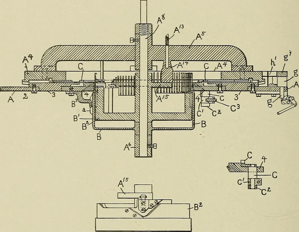 An illustration from Cyclopedia of textile work : a general reference library on cotton, woolen and worsted yarn manufacture, weaving, designing, chemistry and dyeing, finishing, knitting, and allied subjects, 1911, leaf 201