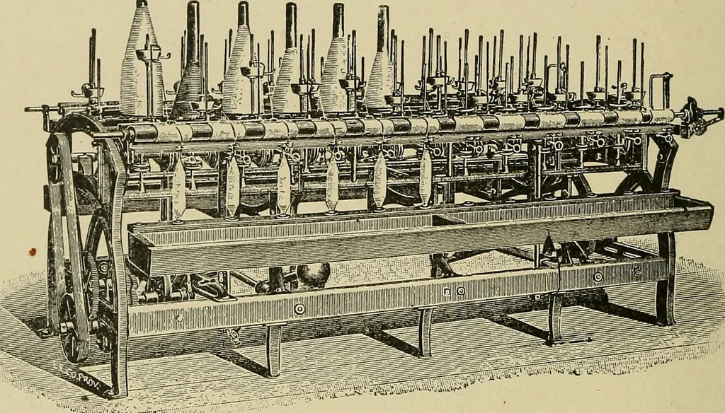 An illustration from Cyclopedia of textile work : a general reference library on cotton, woolen and worsted yarn manufacture, weaving, designing, chemistry and dyeing, finishing, knitting, and allied subjects, 1911, leaf 21