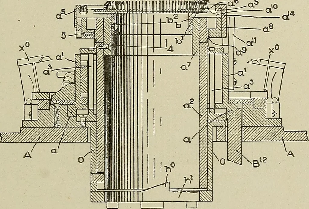 An illustration from Cyclopedia of textile work : a general reference library on cotton, woolen and worsted yarn manufacture, weaving, designing, chemistry and dyeing, finishing, knitting, and allied subjects, 1911, leaf 266
