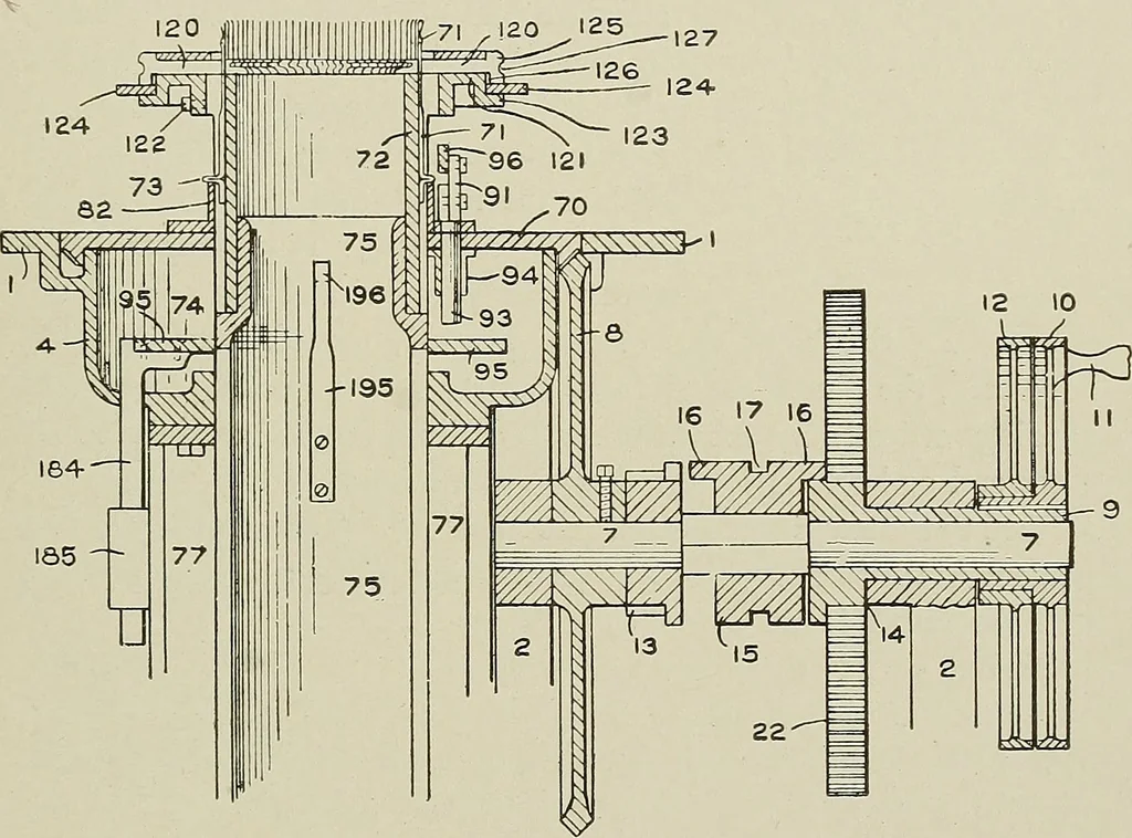 An illustration from Cyclopedia of textile work : a general reference library on cotton, woolen and worsted yarn manufacture, weaving, designing, chemistry and dyeing, finishing, knitting, and allied subjects, 1911, leaf 294