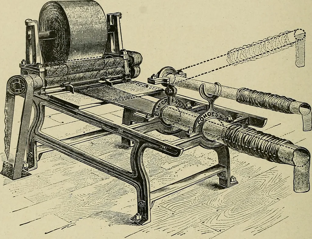 An illustration from Cyclopedia of textile work : a general reference library on cotton, woolen and worsted yarn manufacture, weaving, designing, chemistry and dyeing, finishing, knitting, and allied subjects, 1911, leaf 339
