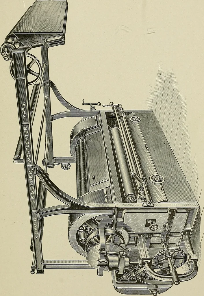 An illustration from Cyclopedia of textile work : a general reference library on cotton, woolen and worsted yarn manufacture, weaving, designing, chemistry and dyeing, finishing, knitting, and allied subjects, 1911, leaf 394
