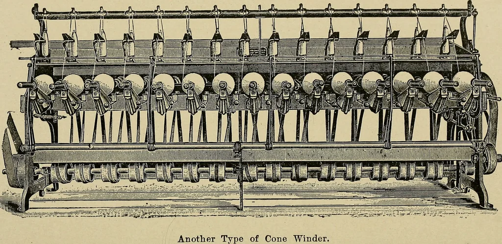 An illustration from Cyclopedia of textile work : a general reference library on cotton, woolen and worsted yarn manufacture, weaving, designing, chemistry and dyeing, finishing, knitting, and allied subjects, 1911, leaf 47