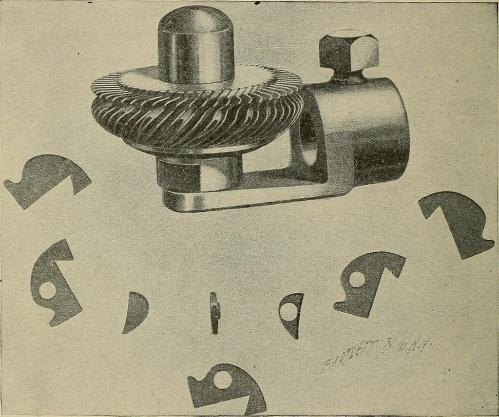 An illustration from Cyclopedia of textile work : a general reference library on cotton, woolen and worsted yarn manufacture, weaving, designing, chemistry and dyeing, finishing, knitting, and allied subjects, 1911, leaf 71