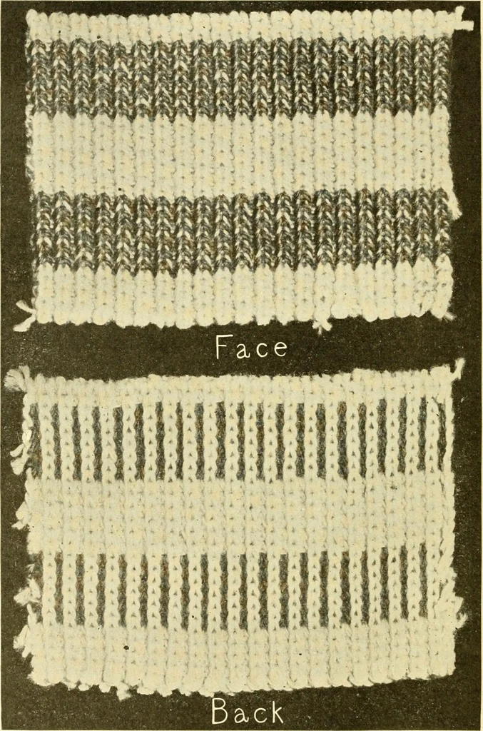 An illustration from Cyclopedia of textile work : a general reference library on cotton, woollen and worsted yarn manufacture, weaving, designing, chemistry and dyeing, finishing, knitting, and allied subjects, 1907, leaf 104