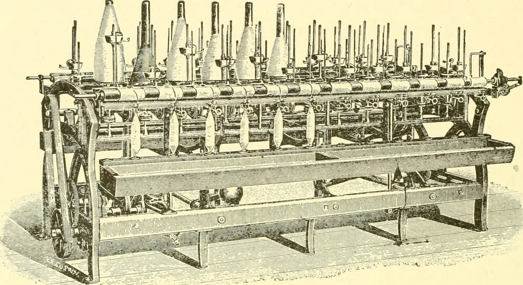 An illustration from Cyclopedia of textile work : a general reference library on cotton, woollen and worsted yarn manufacture, weaving, designing, chemistry and dyeing, finishing, knitting, and allied subjects, 1907, leaf 18
