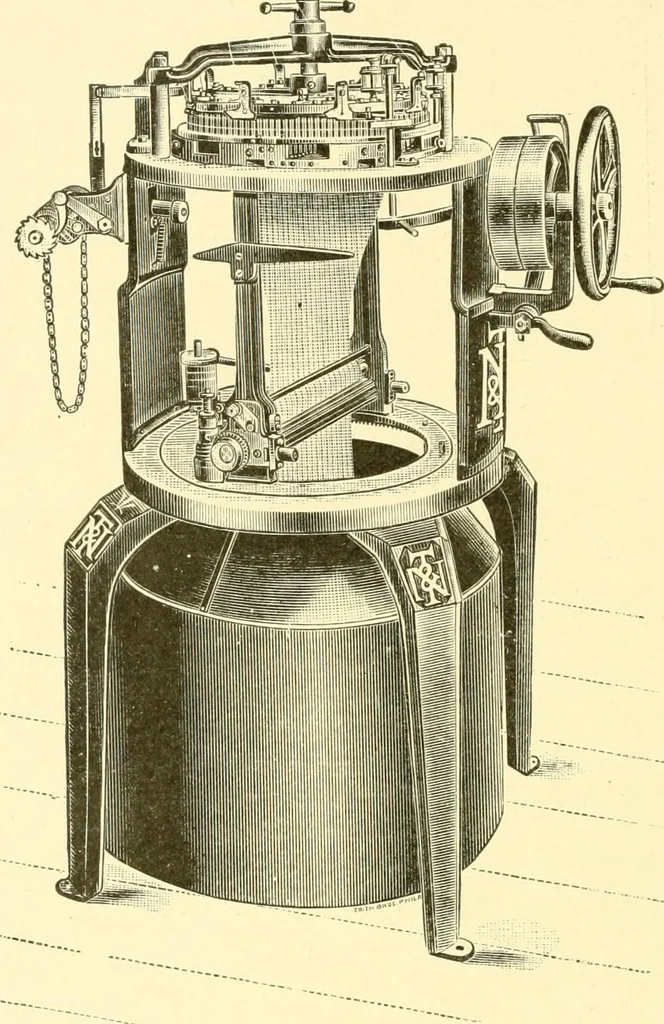 An illustration from Cyclopedia of textile work : a general reference library on cotton, woollen and worsted yarn manufacture, weaving, designing, chemistry and dyeing, finishing, knitting, and allied subjects, 1907, leaf 180