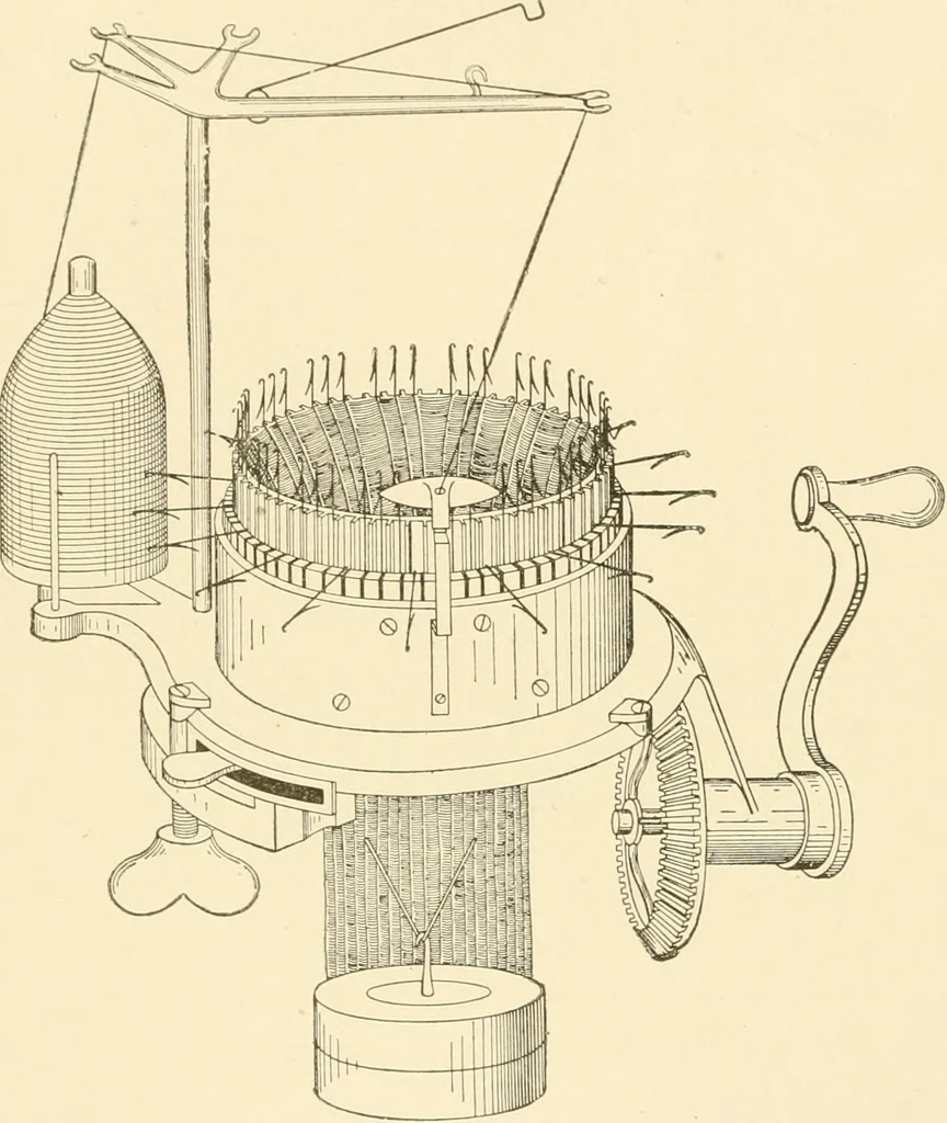 An illustration from Cyclopedia of textile work : a general reference library on cotton, woollen and worsted yarn manufacture, weaving, designing, chemistry and dyeing, finishing, knitting, and allied subjects, 1907, leaf 245