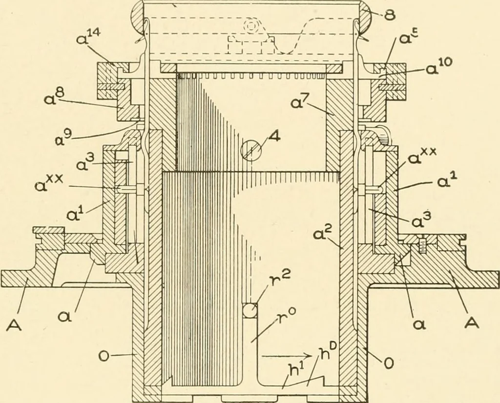 An illustration from Cyclopedia of textile work : a general reference library on cotton, woollen and worsted yarn manufacture, weaving, designing, chemistry and dyeing, finishing, knitting, and allied subjects, 1907, leaf 263