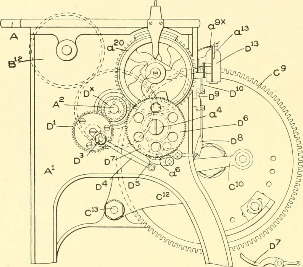 An illustration from Cyclopedia of textile work : a general reference library on cotton, woollen and worsted yarn manufacture, weaving, designing, chemistry and dyeing, finishing, knitting, and allied subjects, 1907, leaf 266