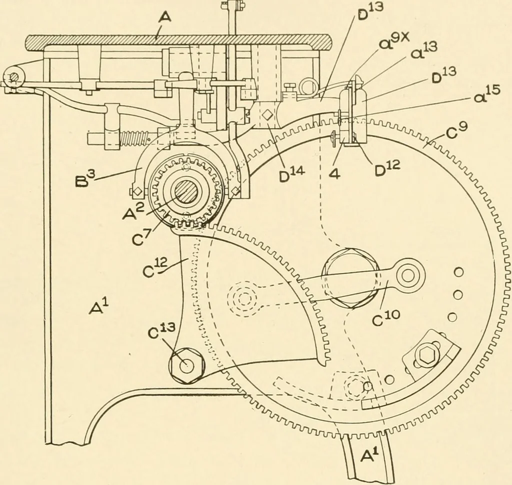 An illustration from Cyclopedia of textile work : a general reference library on cotton, woollen and worsted yarn manufacture, weaving, designing, chemistry and dyeing, finishing, knitting, and allied subjects, 1907, leaf 267